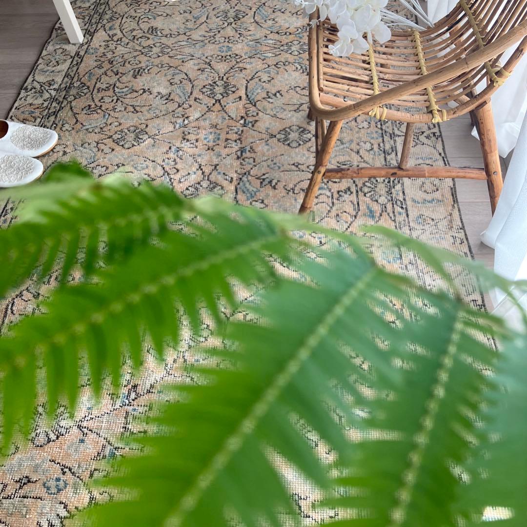 囲みコーラルベージュ✳︎111×211 フローラル ブルー トルコ