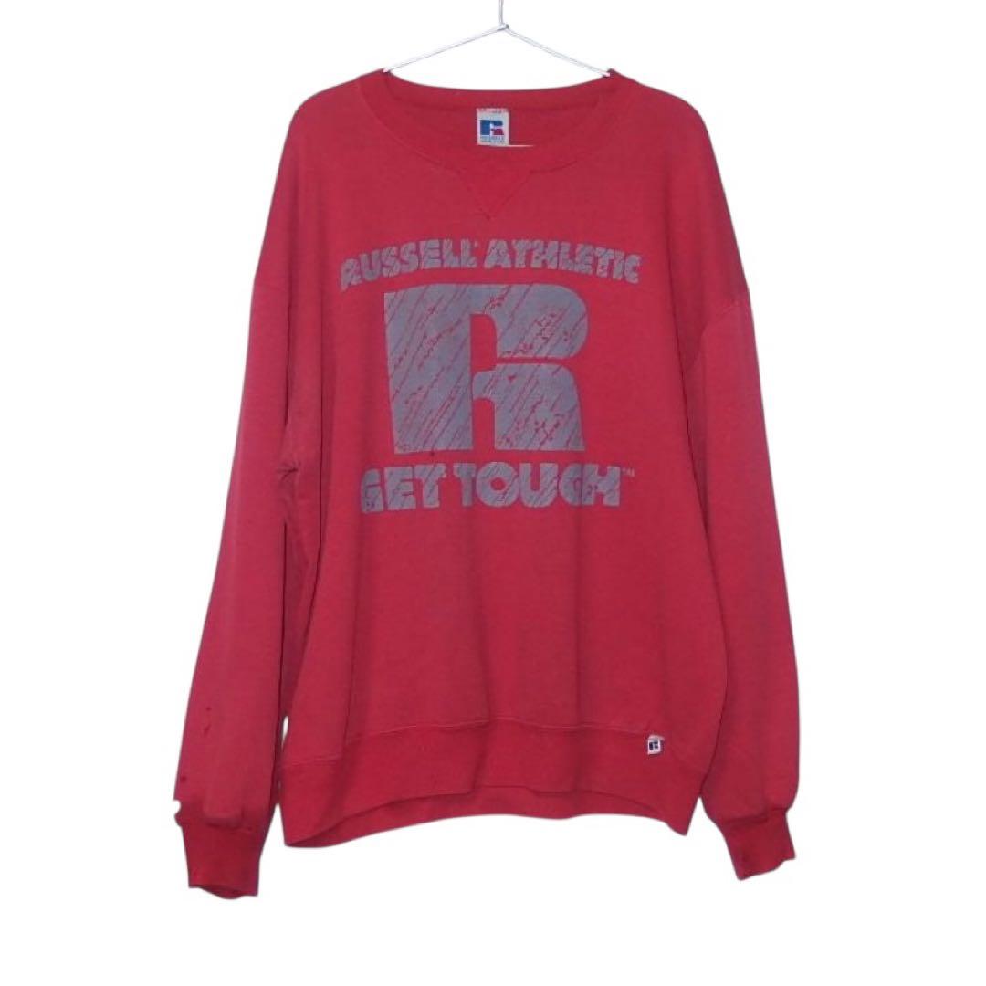 ▪️80s RUSSELL ラッセル ビンテージ スウェット 前v ボックス 赤