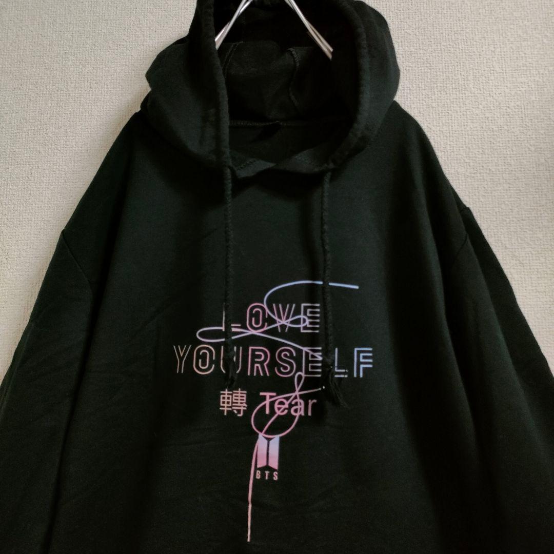 CC46【BTS】ツアーグッズ ライブ パーカー 【メンズL】薄手 ブラック