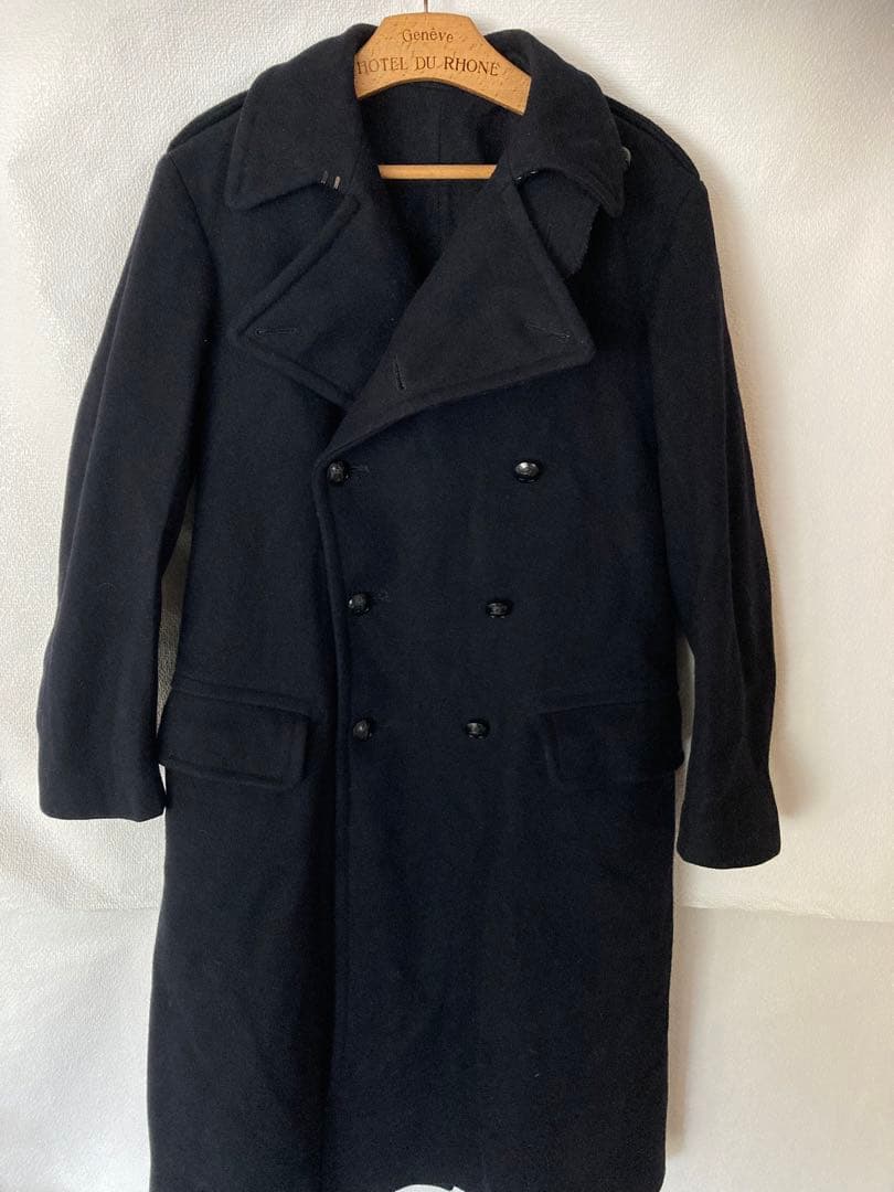 50s イギリス軍 CD ダブルブレスト グレートコート Size 5 ネイビー