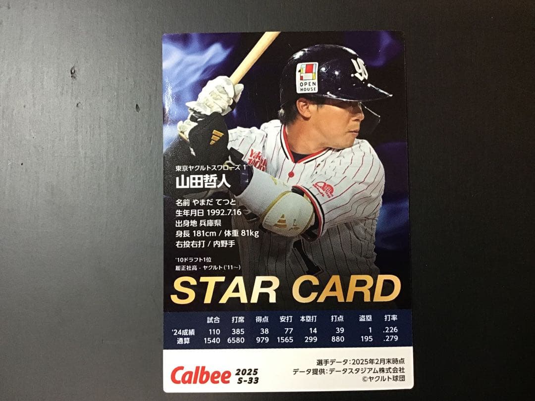 プロ野球チップス 2025 山田哲人 S-33 STAR CARD ヤクルト - メルカリ