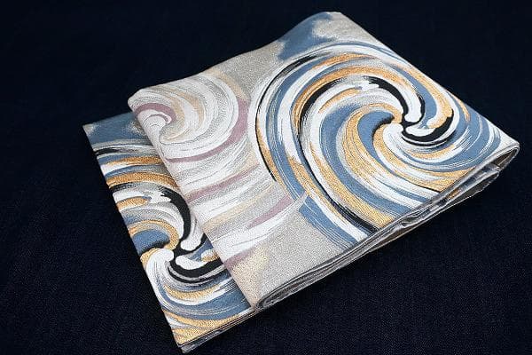 未使用品 袋帯 千地泰弘 流水 金糸 銀糸 長さ4m30cm 仕立て上がり 正絹