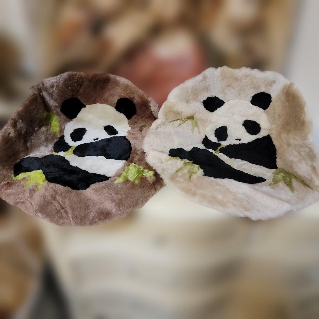 ご契約済みです！ 3枚 ムートンラグマット パンダ座布団ヴィンテージ