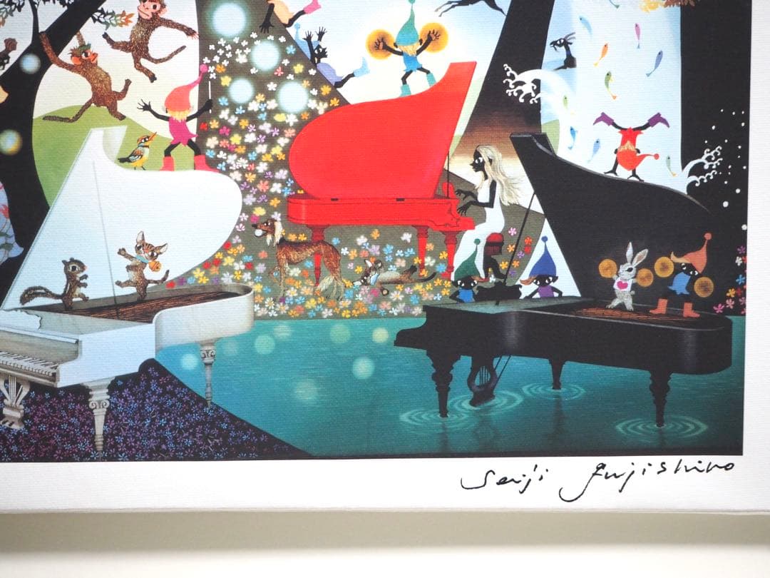 真作□藤城清治 版画 大作 こびとの楽園 キャンバスにジクレー□絵画