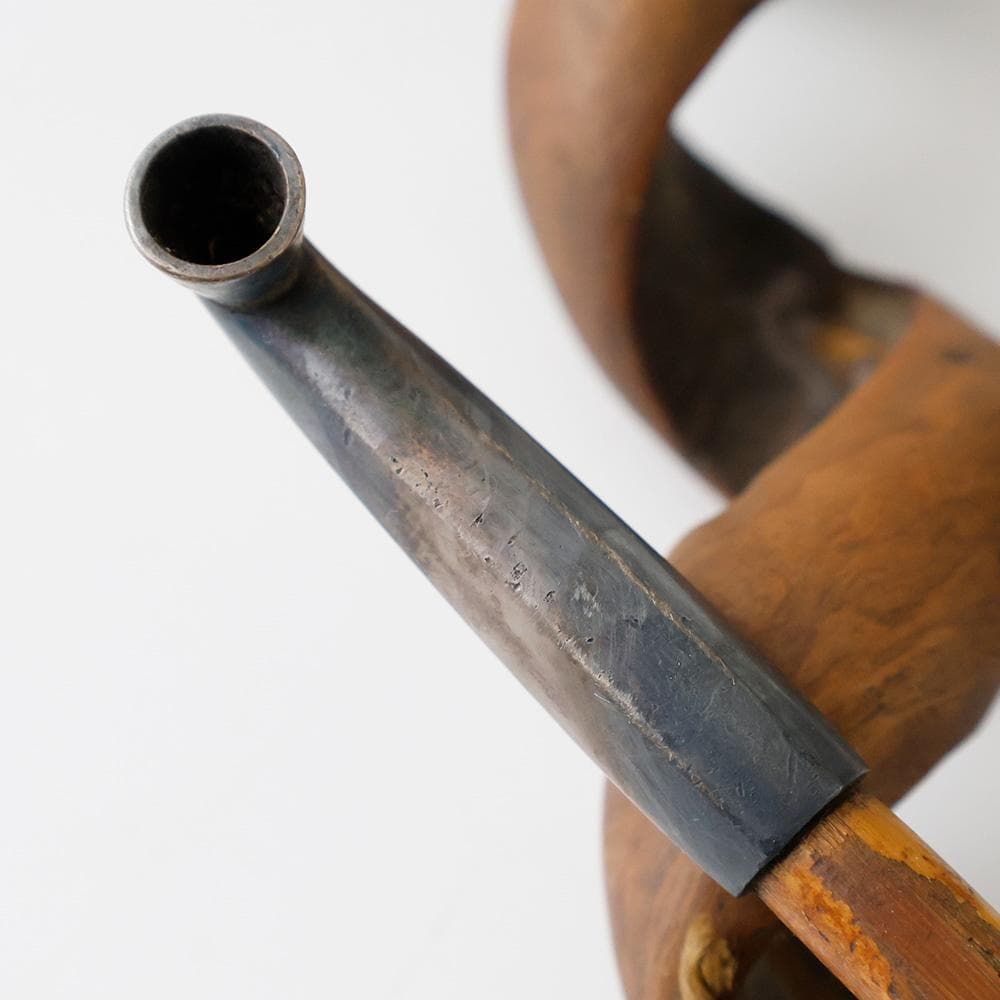 時代 提げ物 塊木瘤木 煙草入れ 螺旋捻り上げ煙管筒 龍図七宝緒締 煙管