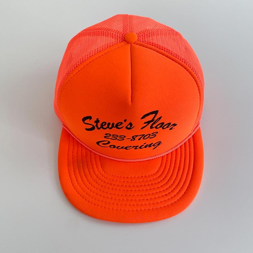 海外古着 プリント 企業 メッシュキャップ トラッカー 帽子 オレンジ