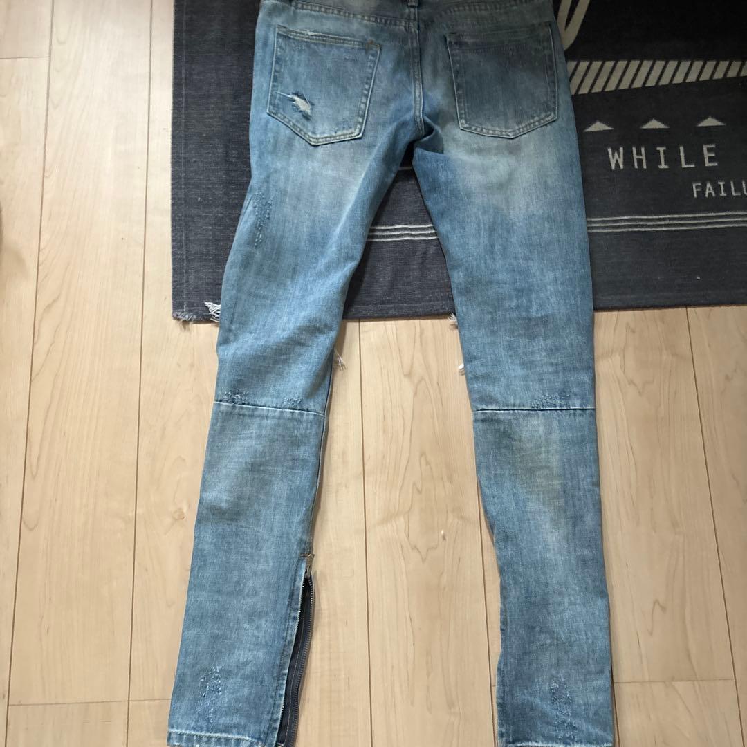 mnml スキニーデニム ライトブルー ダメージ加工 - メルカリ