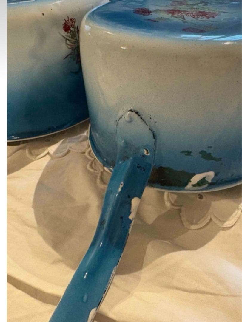 フランスアンティークホーロー♡JAPY社 ウェディングセット一部 片手鍋