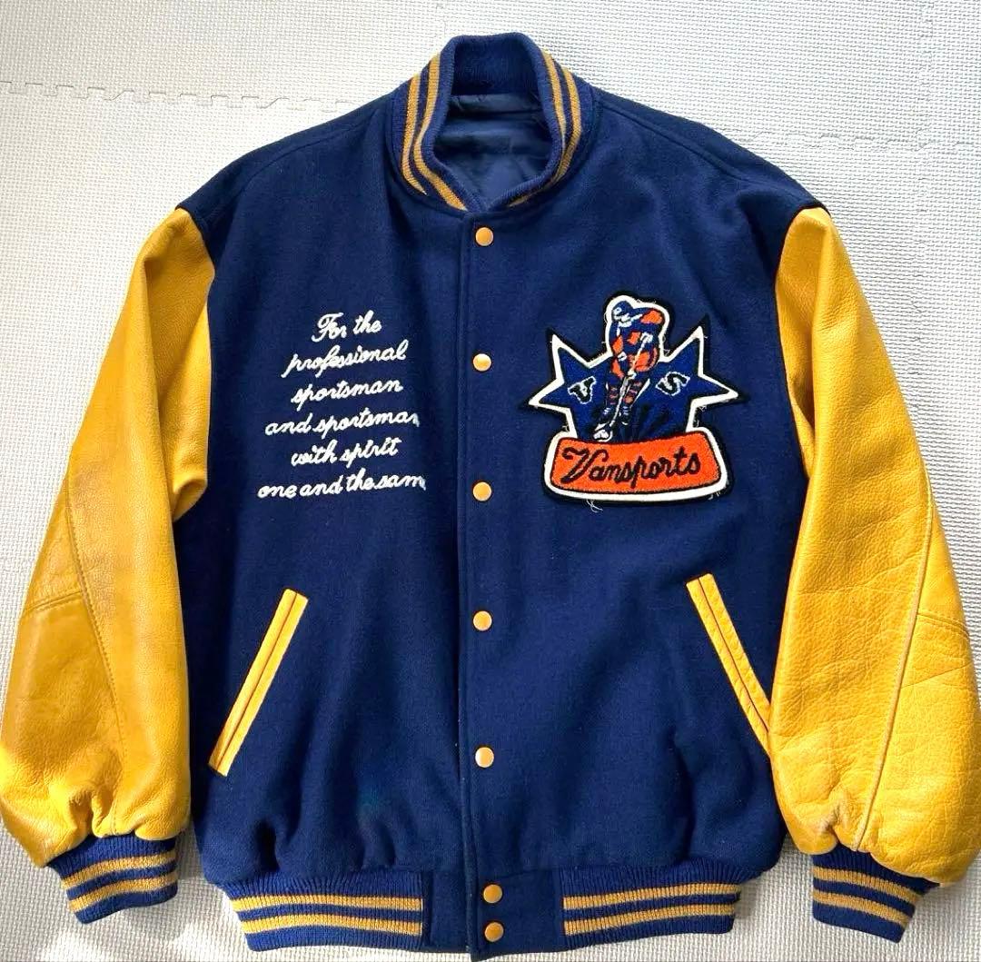 VANSPORTS スタジャン ネイビー/イエロー - メルカリ