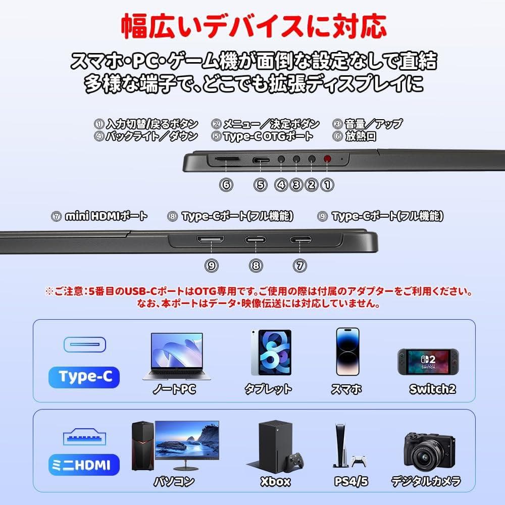 13モバイルモニター13.5インチ2K2256×1504Switch2ドック不要 - メルカリ