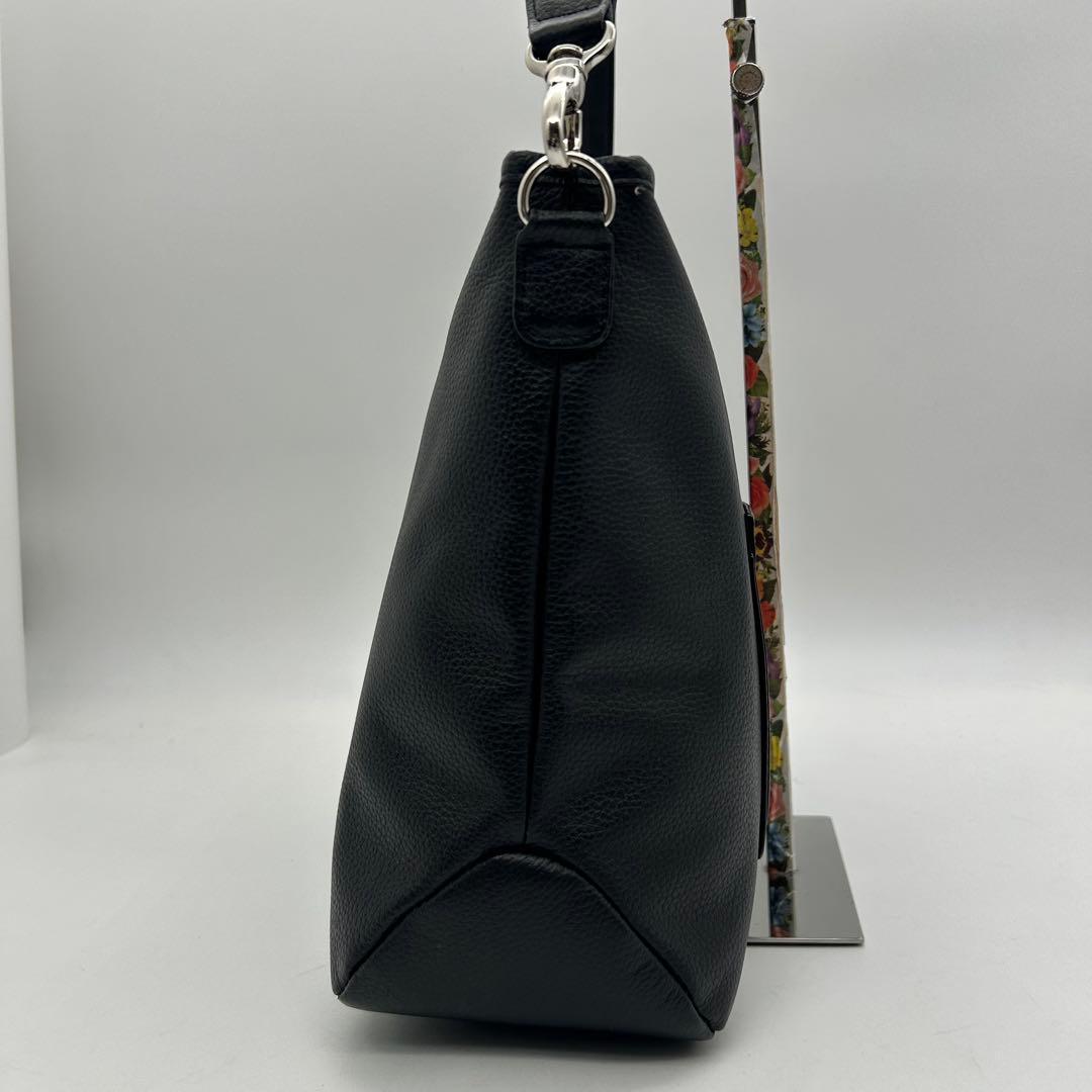 未使用級 キタムラ ショルダーバッグ 2way レザー 黒 Kロゴ 斜め掛け