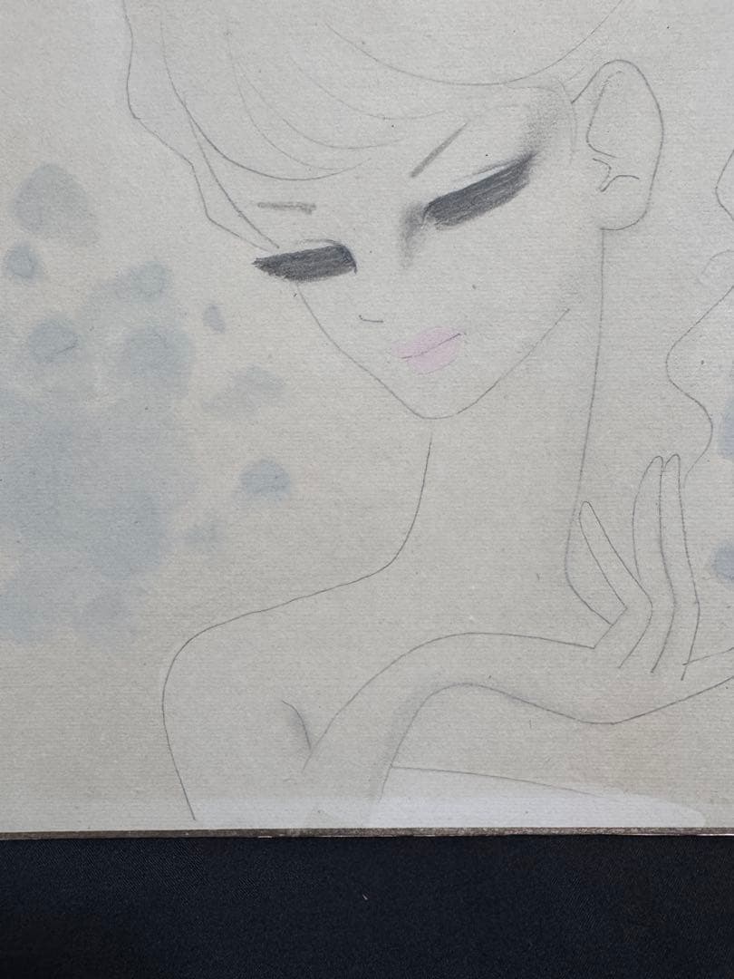 東郷青児 鑑定済婦人像 直筆サイン 印有り 東郷青児鑑定委員会 鑑定証