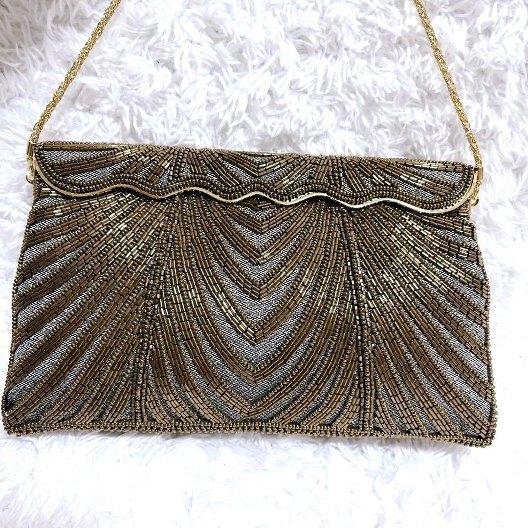 極美品✨Lumy ルミー はしもと ビーズバッグ 皇室御用達 ゴールド