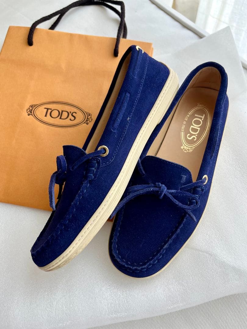 TOD'S ネイビー ローファー スエード 37 23.5cm