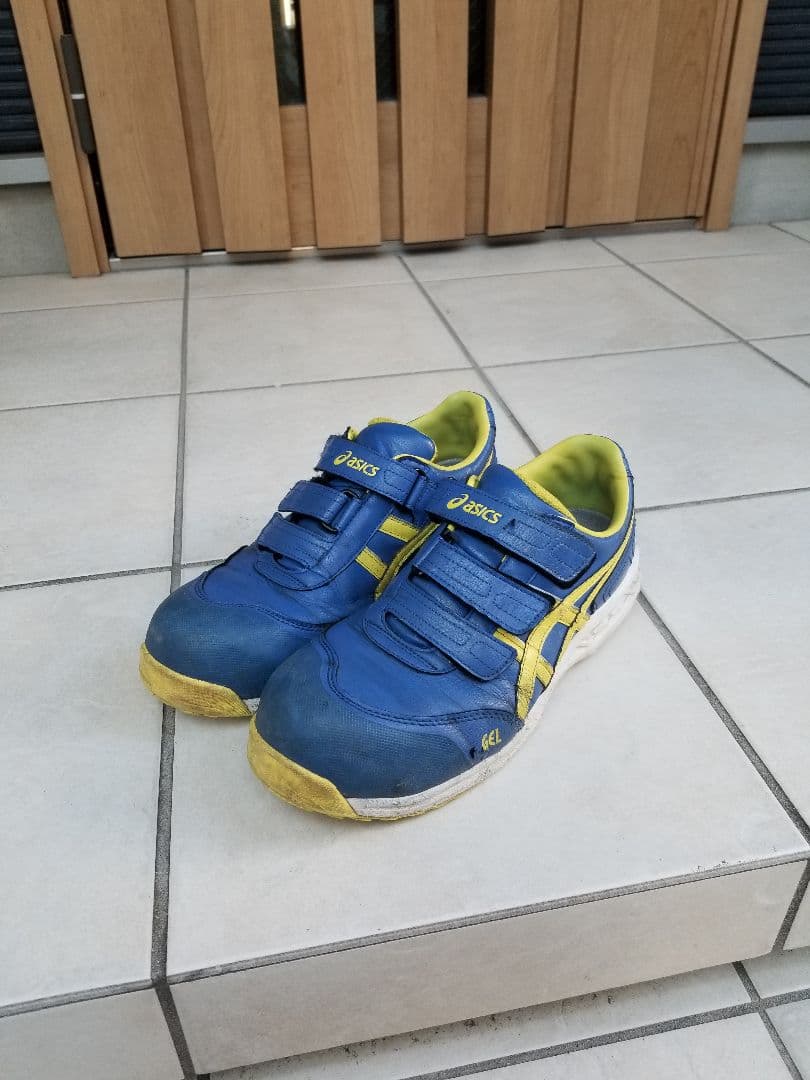 ASICS 安全靴 青/黄 ベルクロ - メルカリ