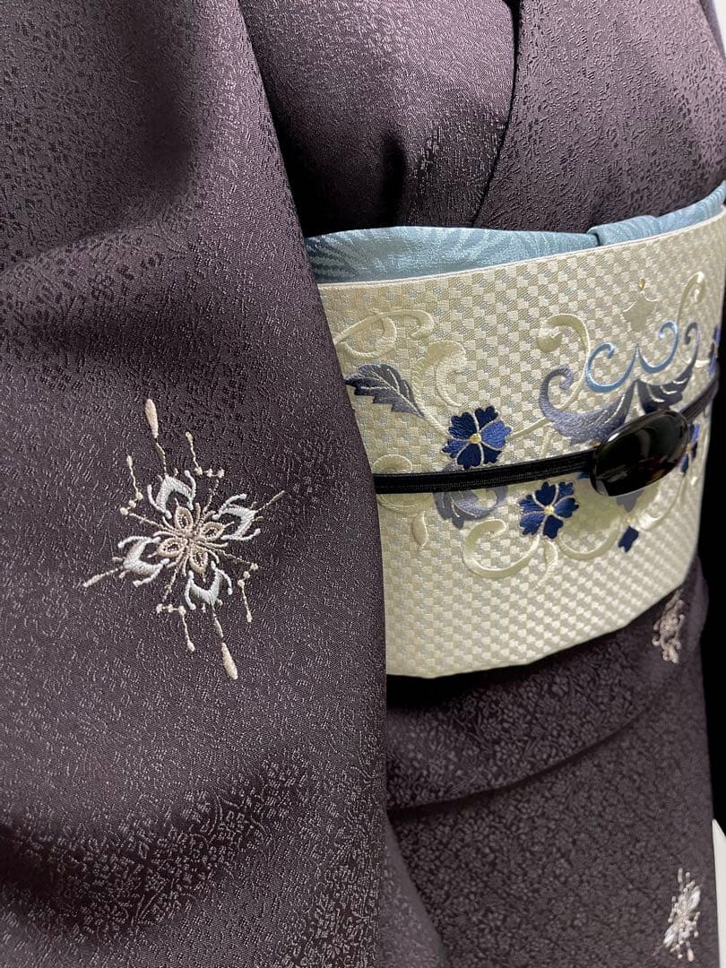 特選総刺繍飛び柄小紋着尺【総刺繍◇更紗紋意匠地】黒 ブラック - メルカリ