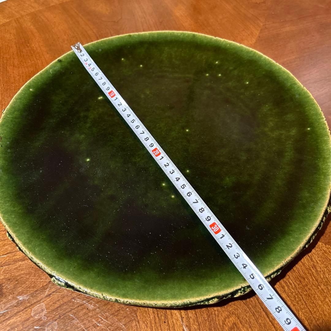 新品◇④織部焼 森脇 文直作 緑色の陶器製丸皿大皿35.5cm - メルカリ