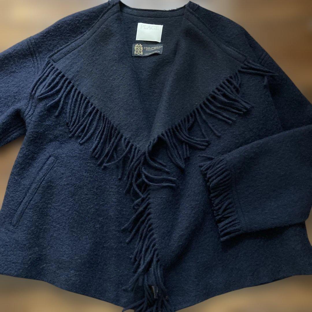[超美品]Plage プラージュ フリンジ ポンチョ MANTECO社 ネイビー 現在発売中の @traditionalweatherwear ✖️ @plage_jp の別注