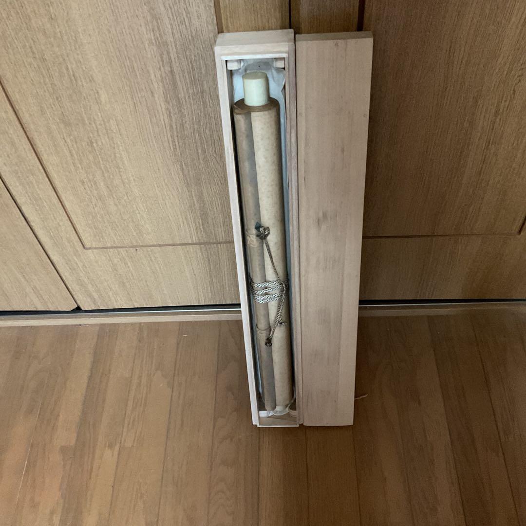 作者名無落款 羽衣女人松富士図 経年経過 桐箱