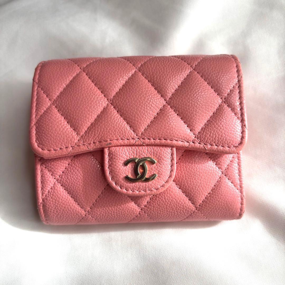 CHANEL 二つ折り 財布 ピンク キルティング - メルカリ