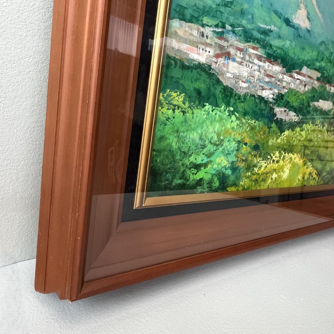 額縁付き 広瀬和之 F12 油彩画 雲仙