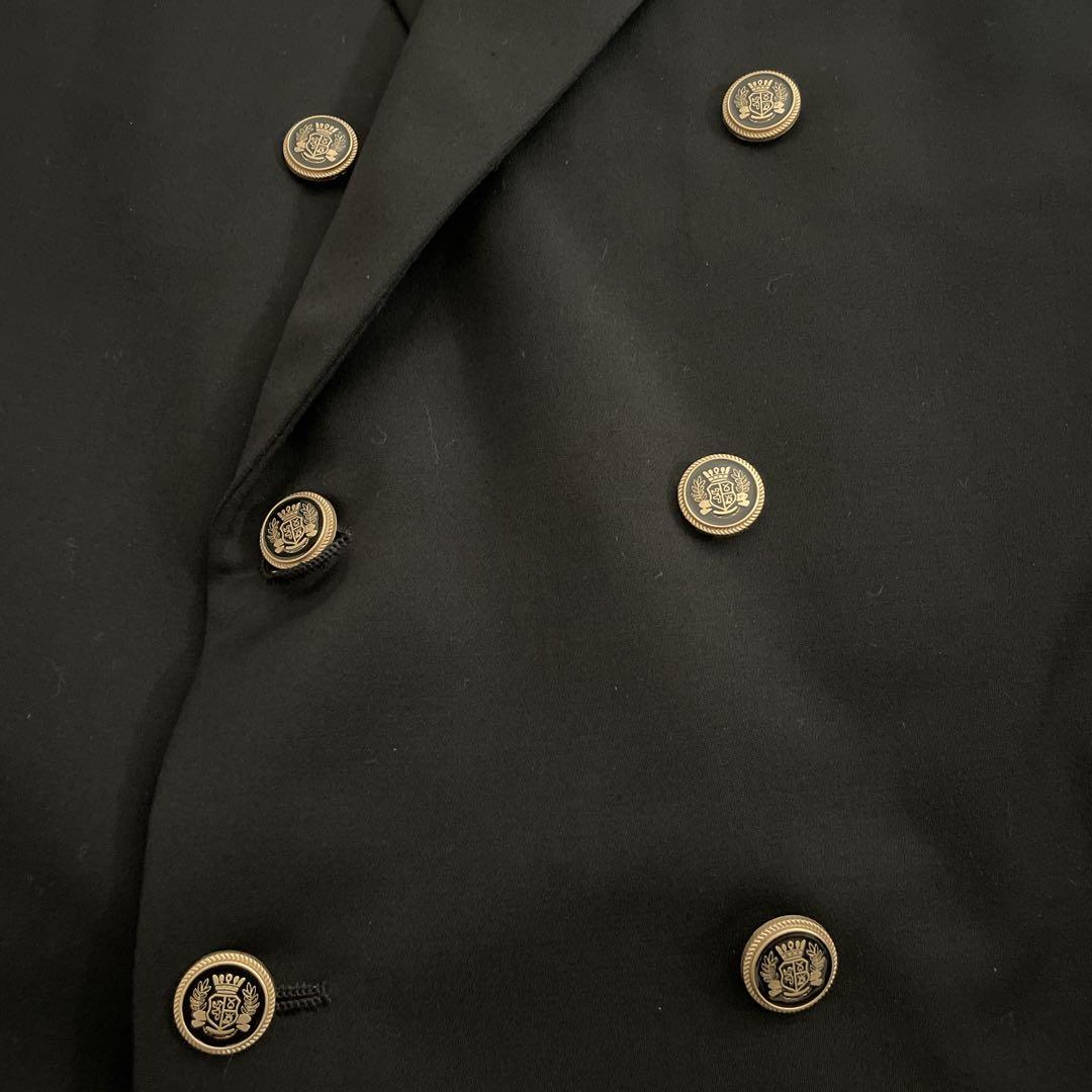 極上 漆黒ウール 黒金ボタン ダブルブレストスーツ ×OLDCELINEネクタイ