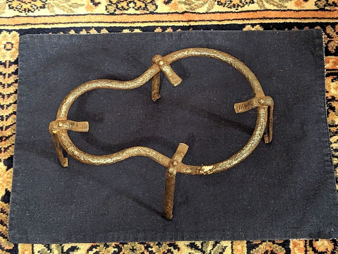 天然木切抜瓢箪形火鉢 瓢箪形五徳付き 民芸家具 時代家具 古民具