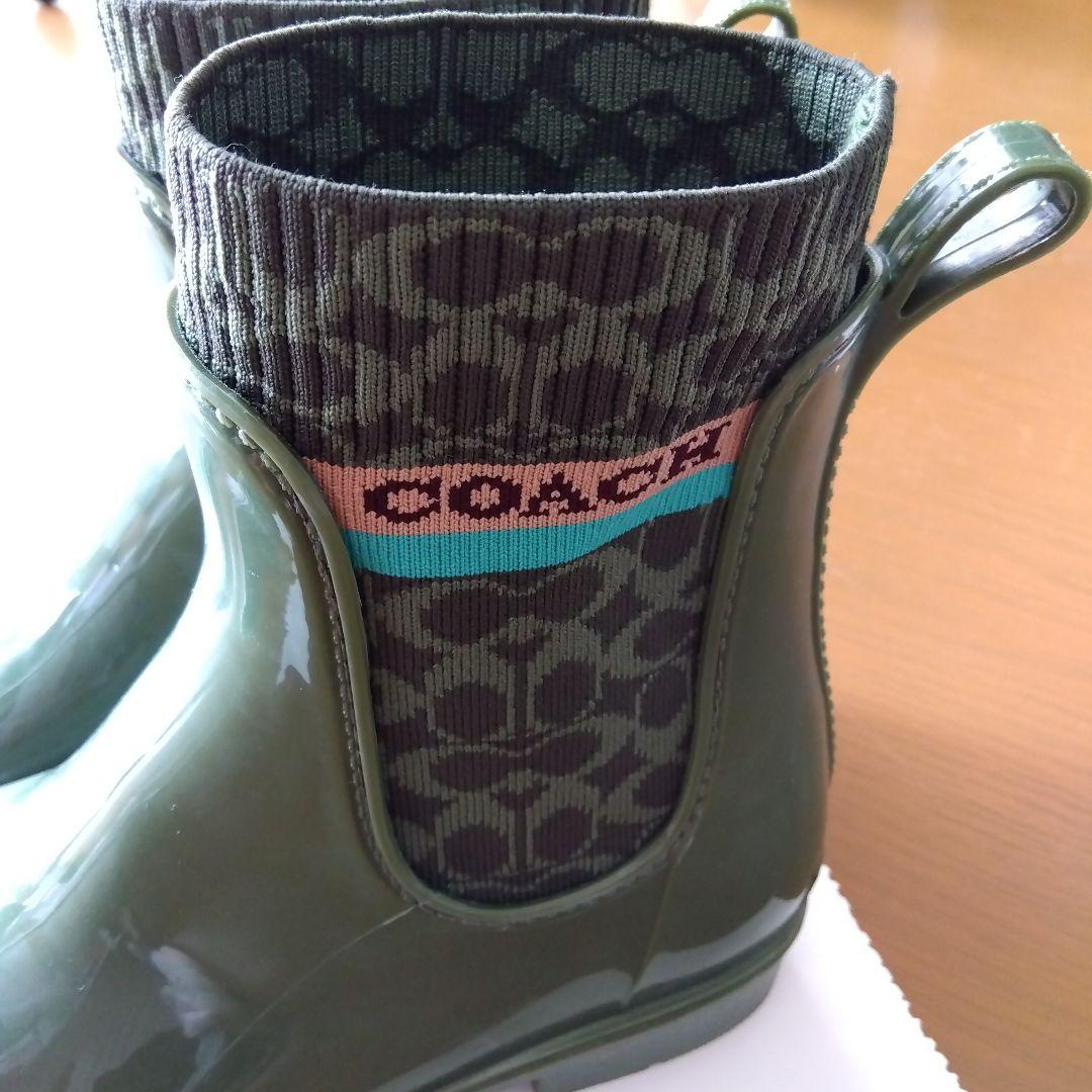 COACH コーチ レインブーツ カーキ色 - メルカリ