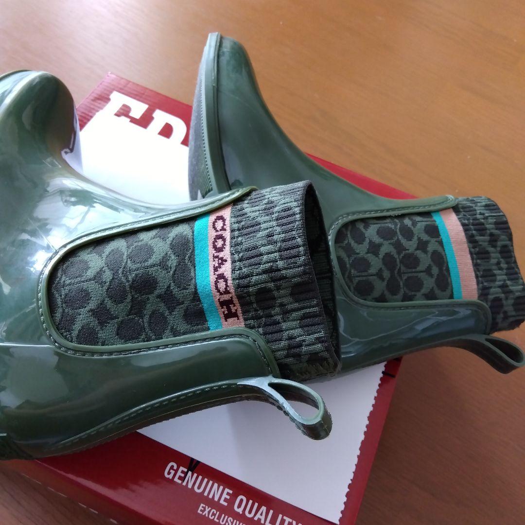 COACH コーチ レインブーツ カーキ色 - メルカリ