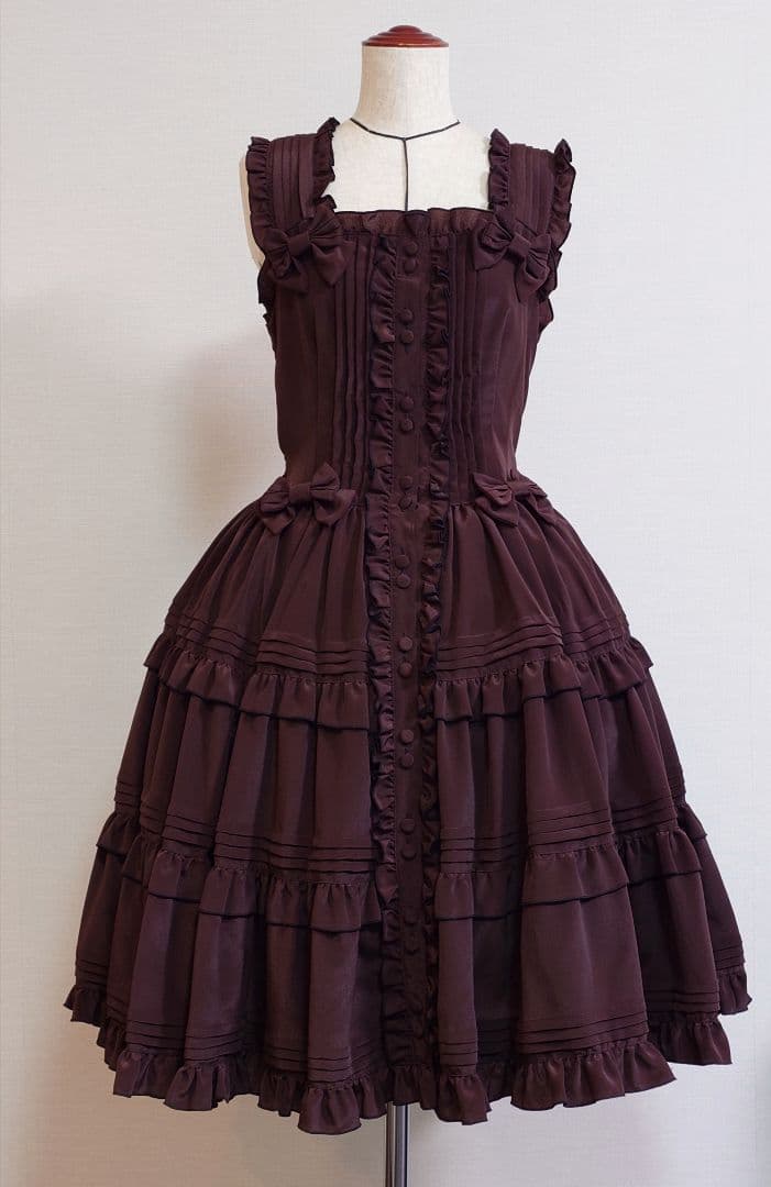 morphose　ピンタックティアードジャンパースカート　ブラウン Metamorphose ピンタックティアードジャンパースカート ブラウン