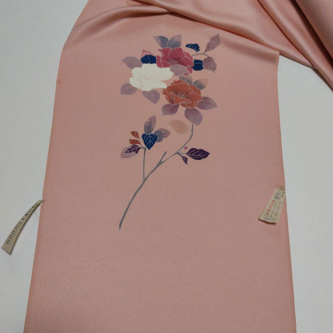 NO.71 正絹反物 付下げ 丹後ちりめん サーモンピンク 品格