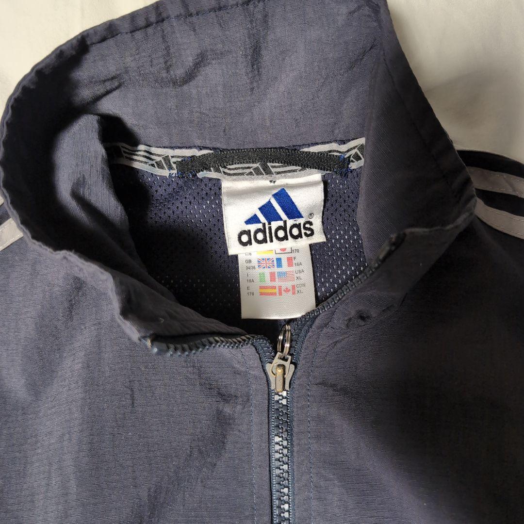 adidas ナイロンジャケット 00s ネイビー 万国旗タグ - メルカリ