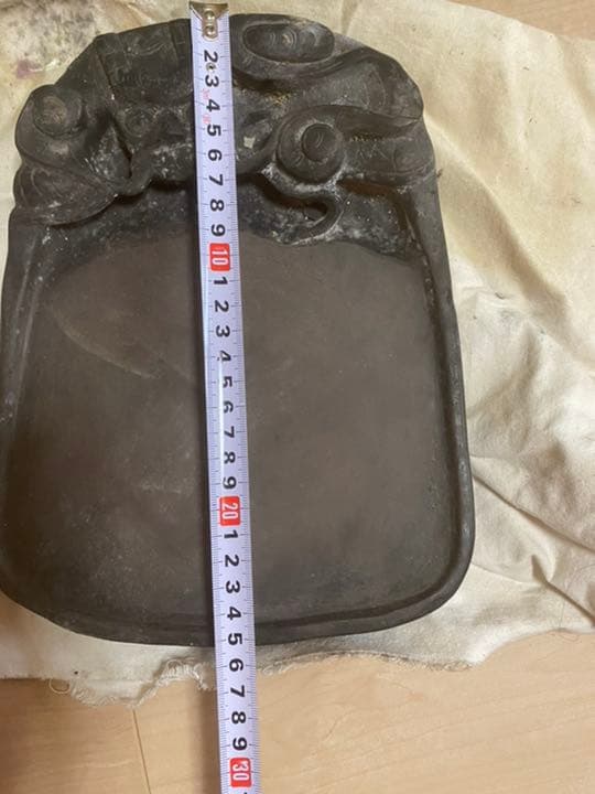 時代物 老端石雕松圖硯台・端渓石松彫端硯