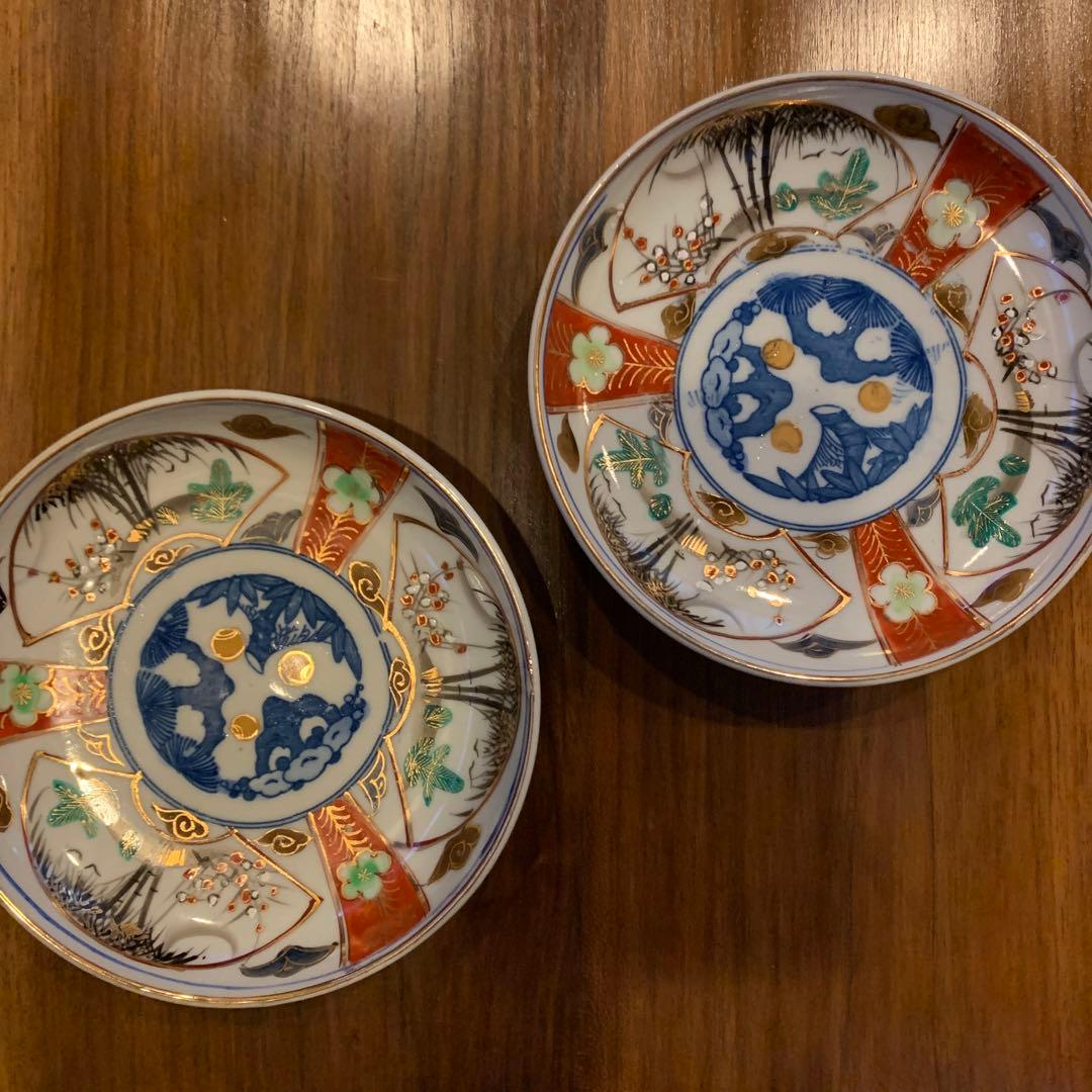 古伊万里金彩赤絵皿 江戸幕末 2枚 アンティーク皿 - メルカリ