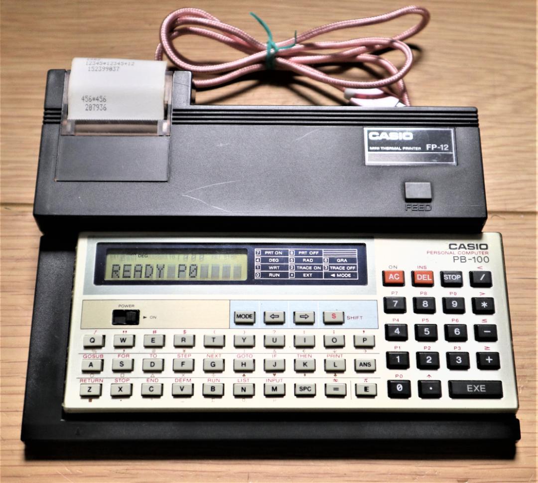 ポケコン CASIO PB-100 本体・取説、周辺機器、解説書セット（中古