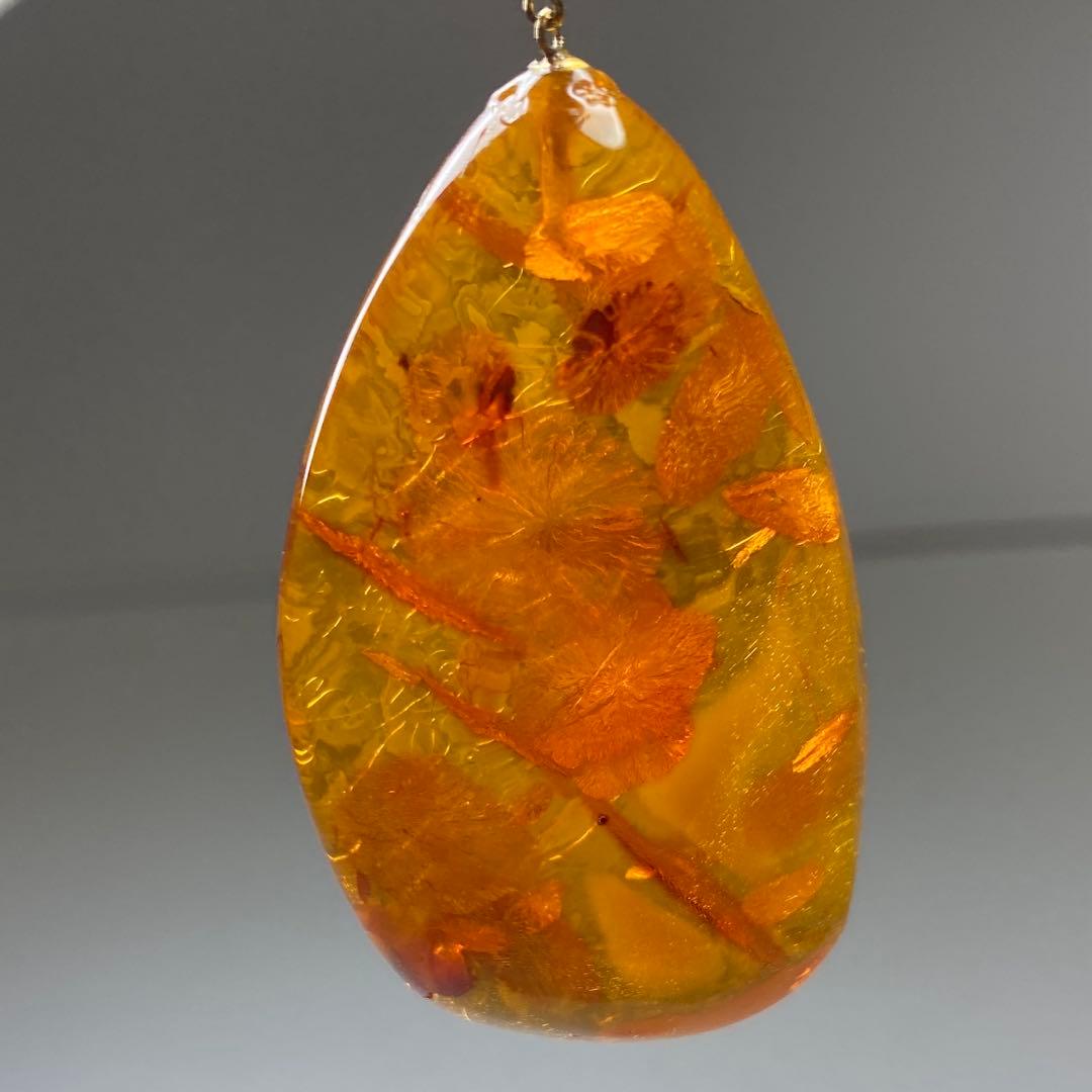 K18刻印 本琥珀 ネックレストップ 19.4g 東キ7-0927☆2Fトコニ