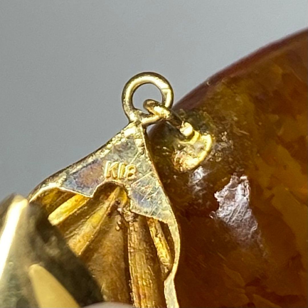 K18刻印 本琥珀 ネックレストップ 19.4g 東キ7-0927☆2Fトコニ