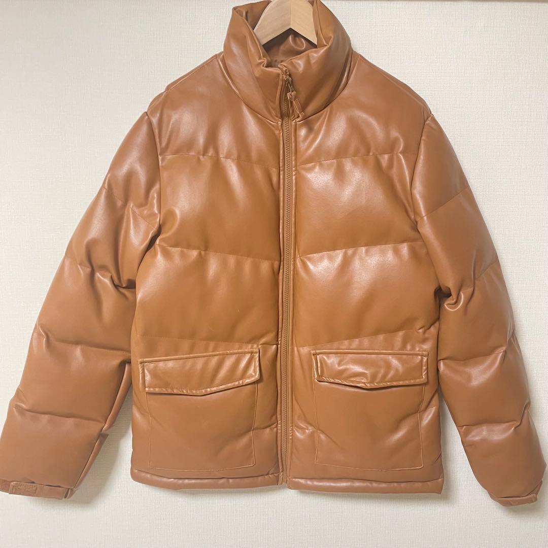 キムタク HERO ダウン アウター 合成皮革 レザー 防寒 キャメル