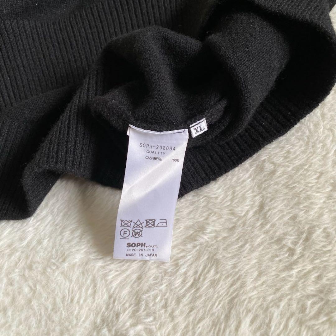 ソフネット カシミヤ100% ニット スコーピオンロゴ刺繍 ブラック XL