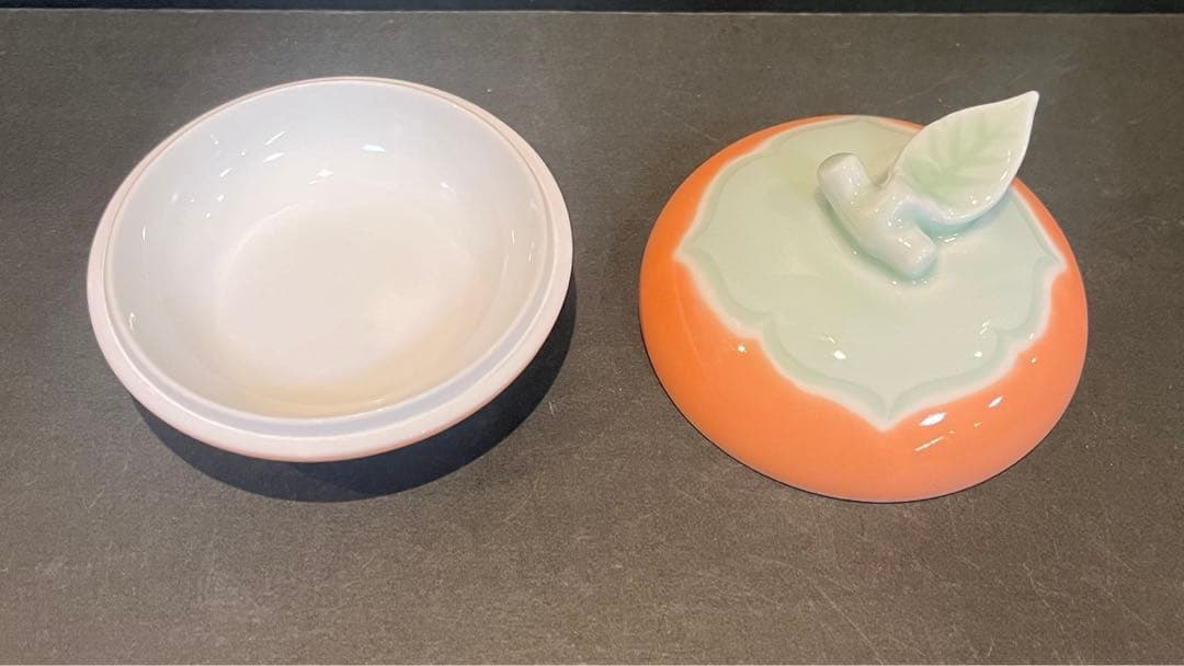 未使用 人間国宝 井上萬二「彩釉 柿 香合」共箱共布陶歴あり - メルカリ