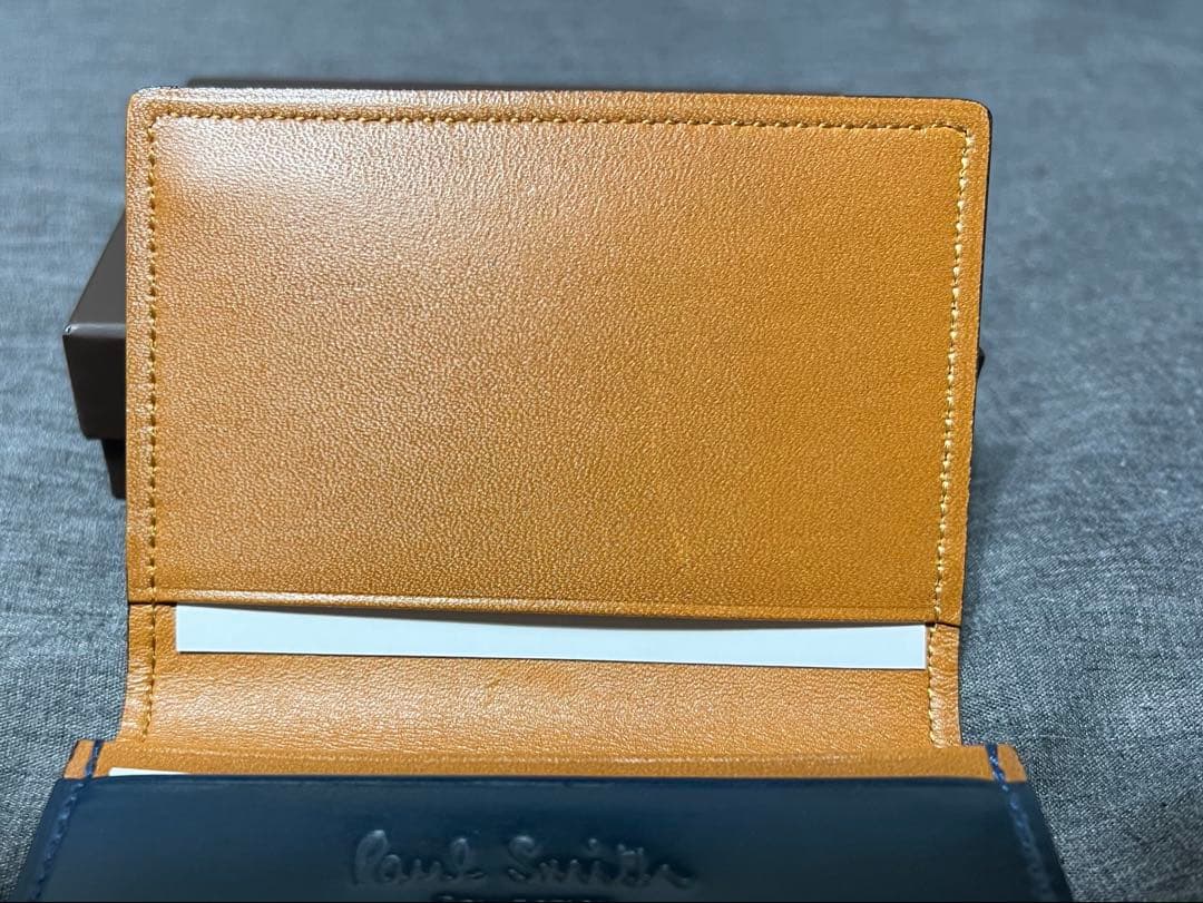 中古】Paul Smith 名刺入れ 蝋引きコードバン 美品 ブルーカラー