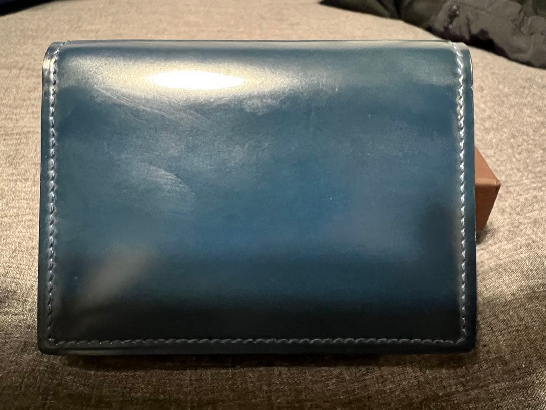 中古】Paul Smith 名刺入れ 蝋引きコードバン 美品 ブルーカラー