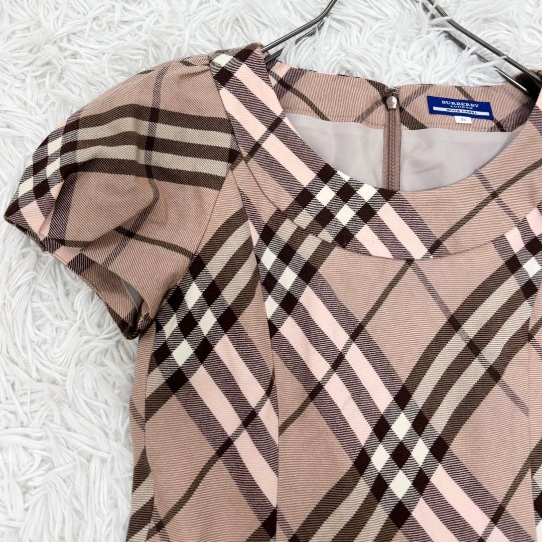 バーバリーブルーレーベル ワンピース ノバチェック フレンチスリーブ