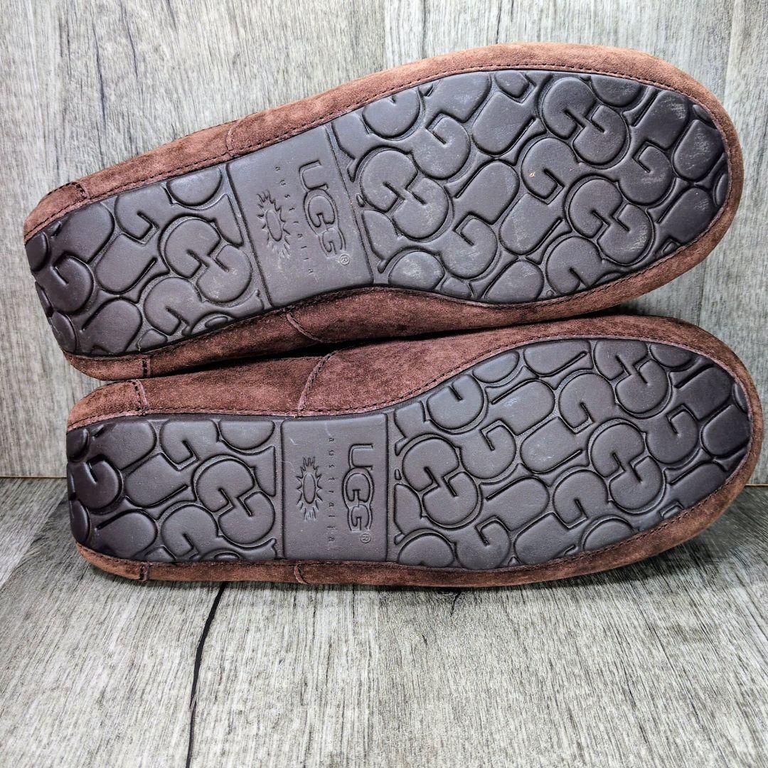 UGG 27.0cm モカシン ウール調 テキスタイル ブラウン Z004
