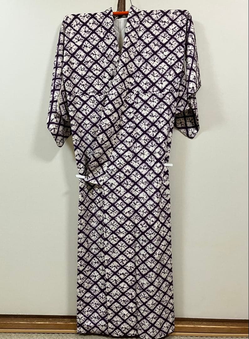 裄丈68 身丈162紫根染 袷着物 証紙付き パールトーン加工 - メルカリ