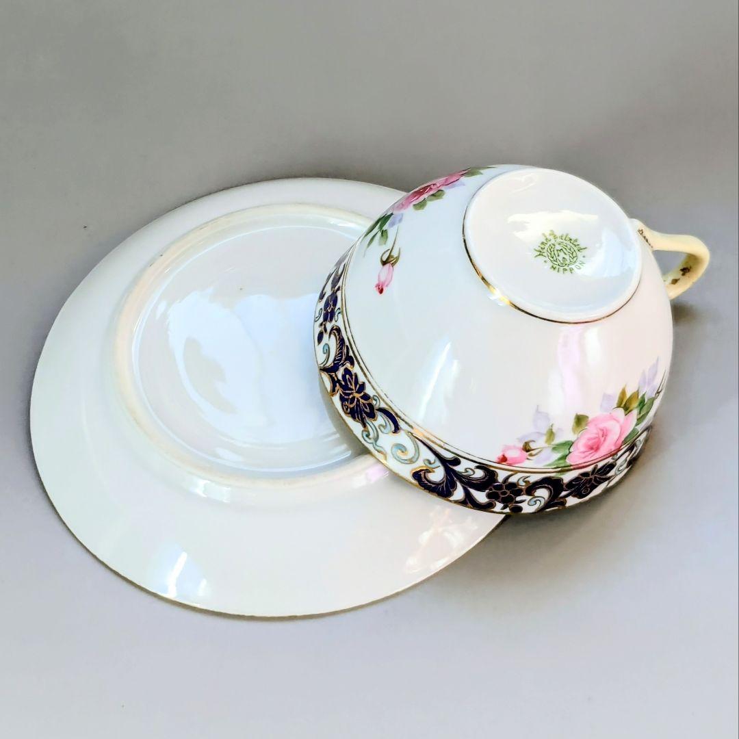 オールドノリタケ銘品!! 金彩藍帯薔薇図紋 キャビネットカップ