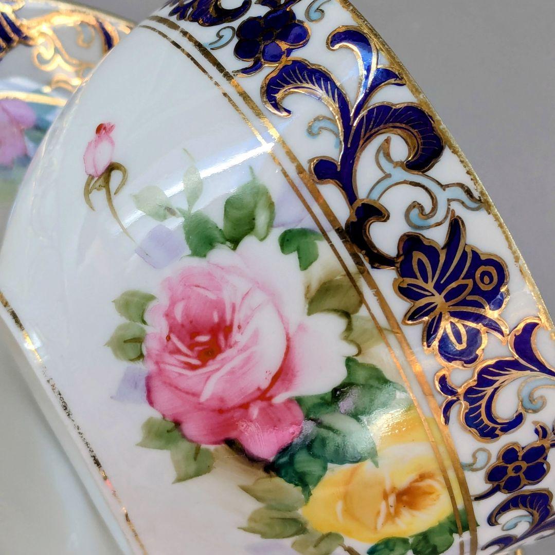 オールドノリタケ銘品!! 金彩藍帯薔薇図紋 キャビネットカップ
