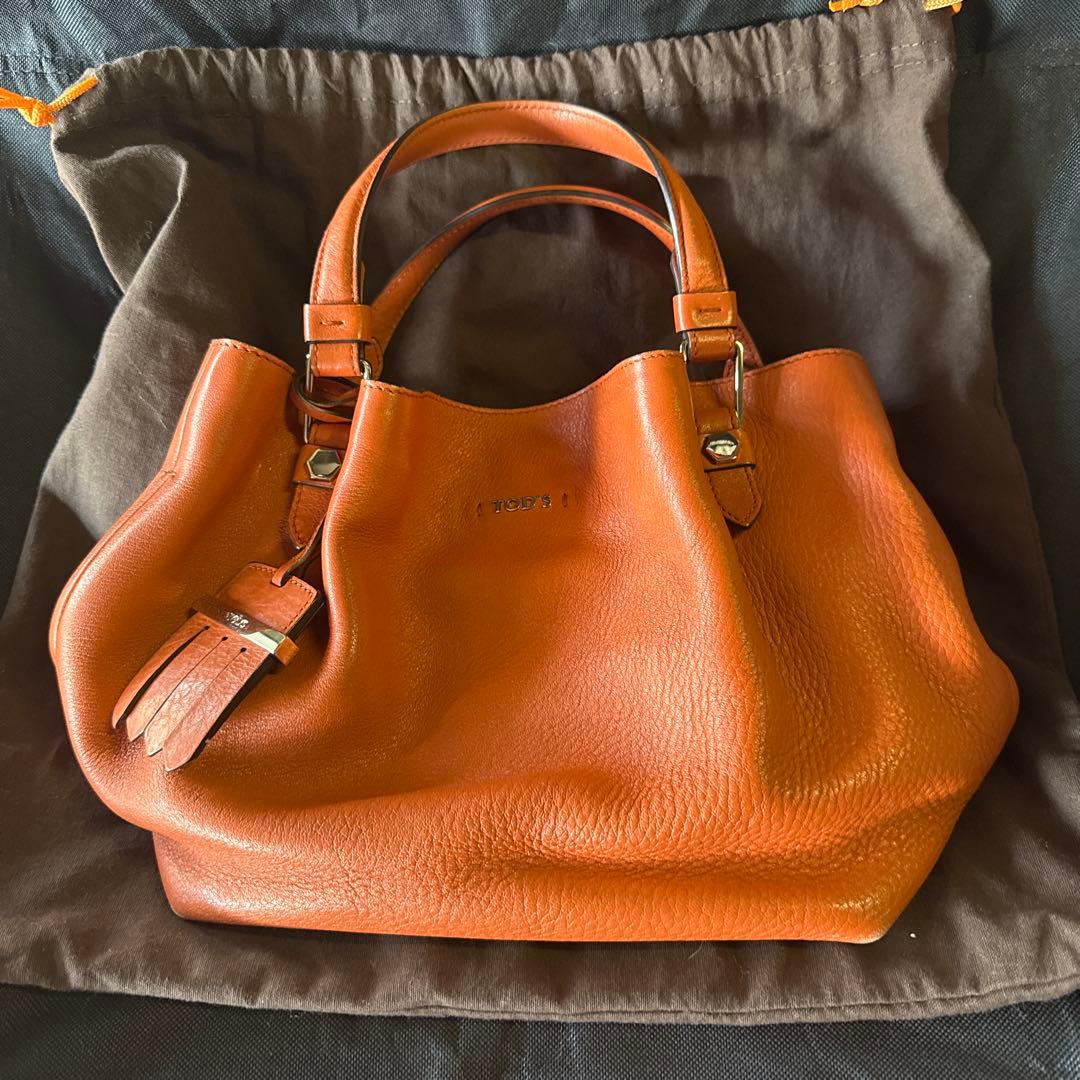 TOD'S オレンジ レザー ハンドバッグ　中古 中古・古着通販】TOD'S (トッズ) 2WAYショルダーバッグ オレンジ