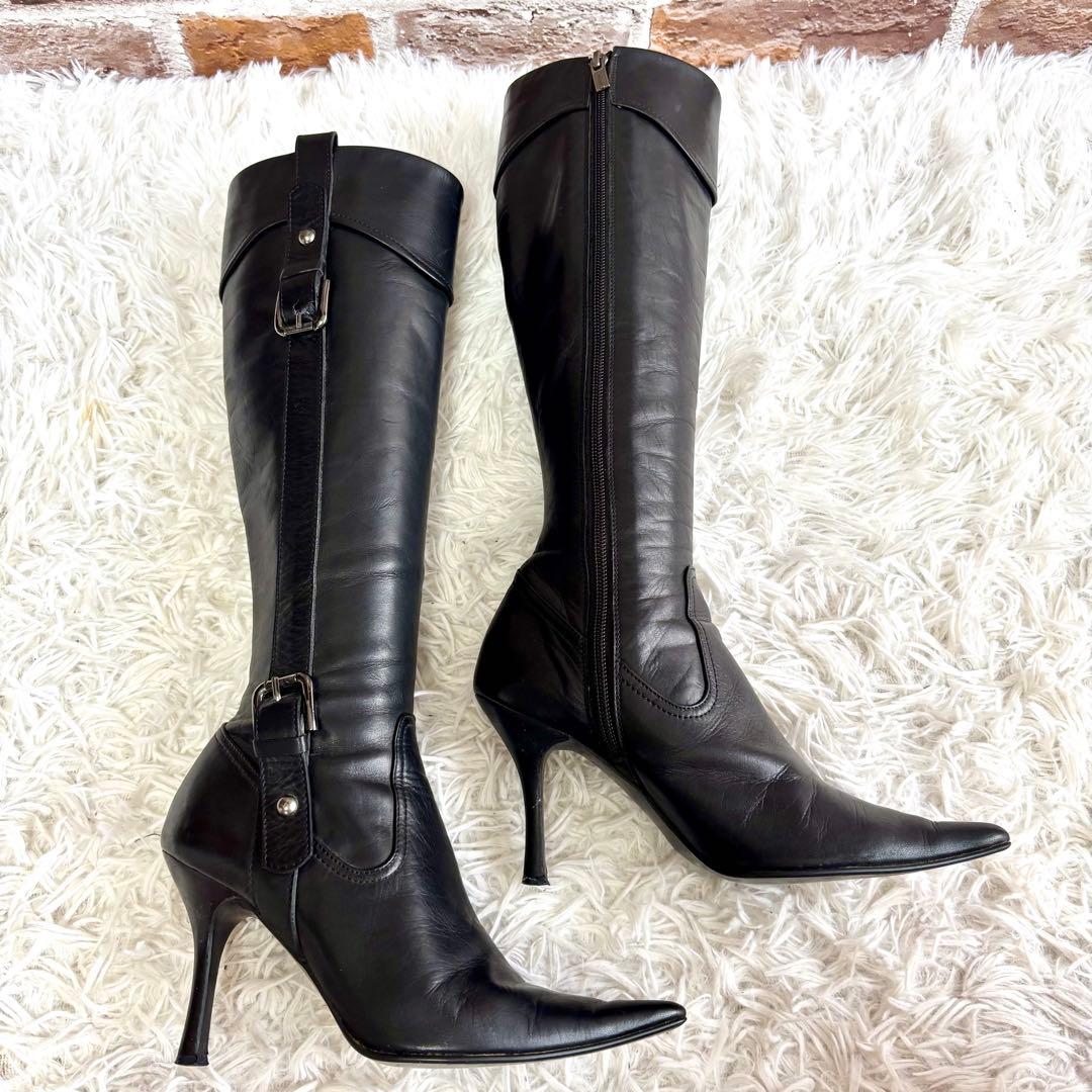 ✨美品✨ ダイアナ 23.5 レザー ロングブーツ サイドジップ 黒 - メルカリ
