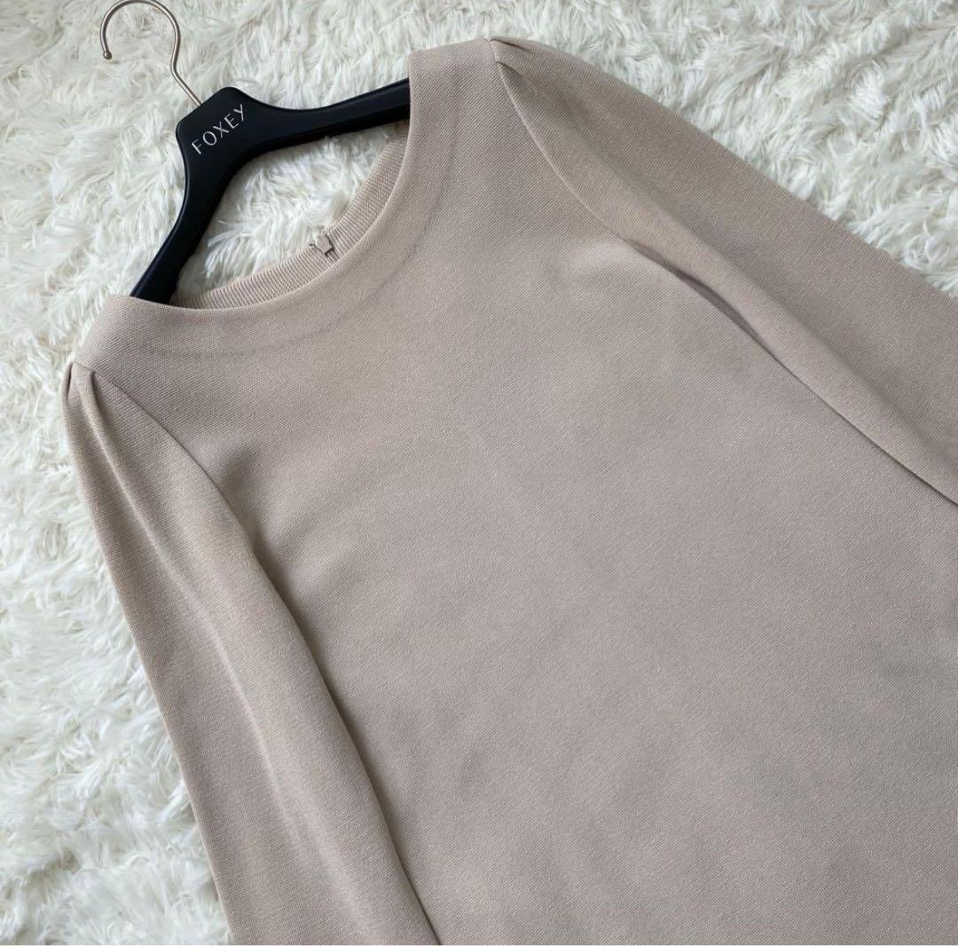 フォクシー ニットワンピース 袖口プリーツ バイカラー ロング 40